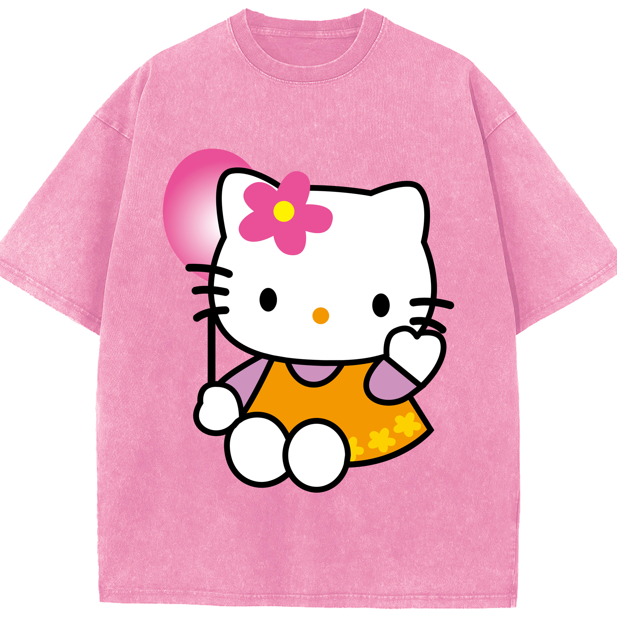 （画像用） Hello Kitty ハローキティ 綿100% ヴィンテージ風 半袖Tシャツ（フロントプリント）
